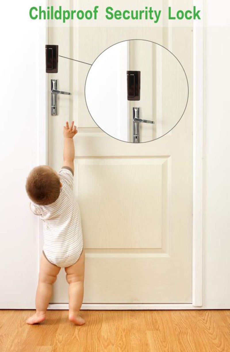 TOYFUL Door Reinforcement Lock with 4 Screws, Home Security Door Lock Stop for Toddler, Childproof Door Lock Night Lock Withstand 800 Lbs Brown - Image 5